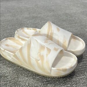 Nike Calm Slides Tan and White